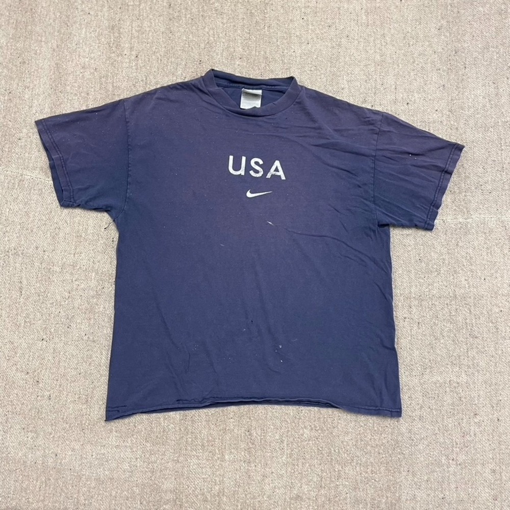 vintage Nike USA shirt mens large Blue 2000s y2k middle swoosh
